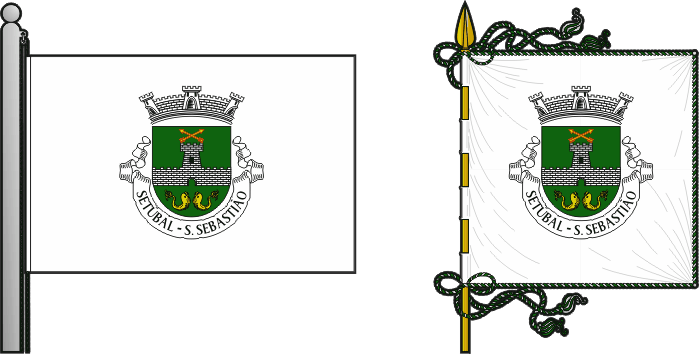 Bandeira e estandarte da freguesia de Setúbal (São Sebastião) - Setúbal (São Sebastião) civil parish, flag and banner