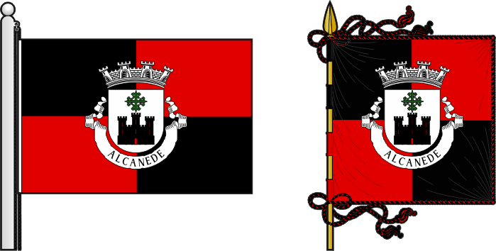 Bandeira e estandarte da freguesia de Alcanede - Alcanede civil parish, flag and banner