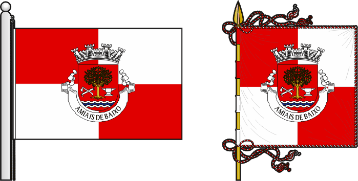 Bandeira e estandarte da freguesia de Amiais de Baixo - Amiais de Baixo civil parish, flag and banner