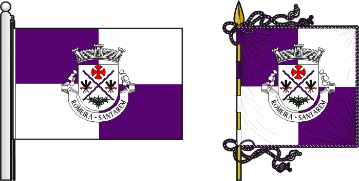 Bandeira e estandarte da antiga freguesia de Romeira - Romeira former civil parish, flag and banner Bandeira e estandarte da antiga freguesia de Romeira - Romeira former civil parish, flag and banner