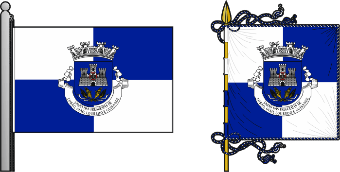 Bandeira e estandarte da União das freguesias de Bustos, Troviscal e Mamarrosa - Bustos, Troviscal and Mamarrosa civil parishes union flag and banner